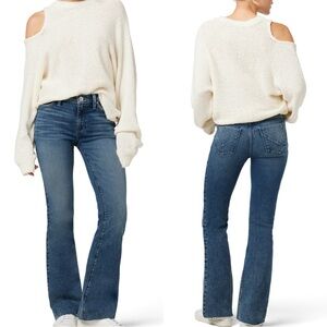 Hudson Nico Mid Rise Bootcut Jeans 26 NWT Raw Hem Stretch Denim Designer Jeans